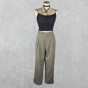 Vintage 90s Men’s Tommy Hilfiger Grey Houndstooth Plaid Pleated Trousers